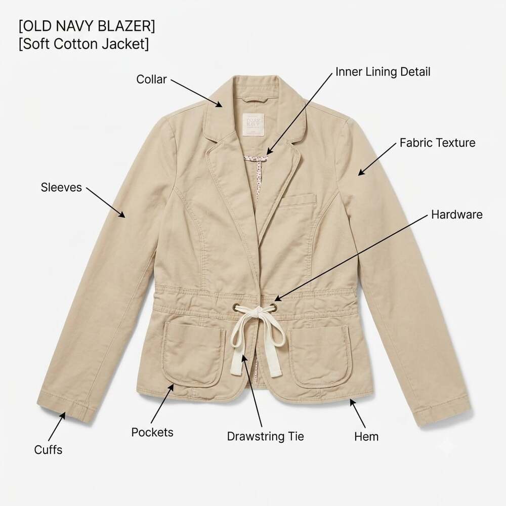 Old Navy Khaki Cotton Utility Blazer Jacket - Picture 3 of 3